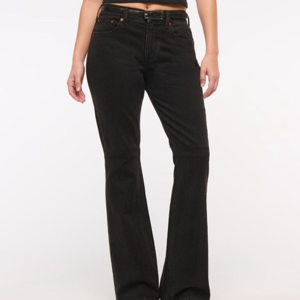 Abercrombie & Fitch Black Denim Bootcut Mid-Rise Curve Love Jeans Size 26 Long